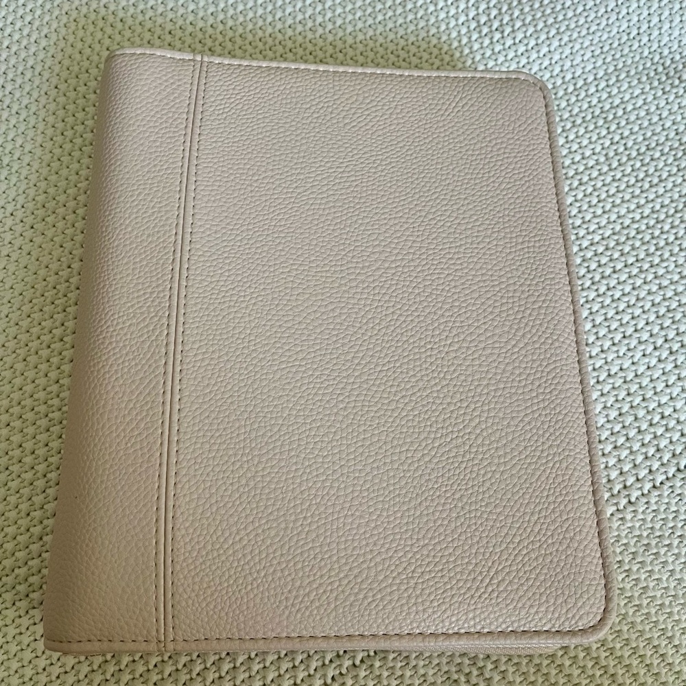 Soft Pebbled Faux Leather Folio in Light pink